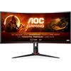 AOC Monitor Italia CU34G2X/BK Monitor Gaming Serie G2 Curvo da 34, WQHD 3440 x 1440 a 144 Hz, HDMI, DisplayPort, FreeSync, Tempo di Risposta 1 ms, Nero/Rosso