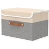 OUTBROS Scatole Portaoggetti con Coperchio, Contenitori Pieghevoli con Maniglie, Organizzatori per Vestiti salvaspazio, 45 x 30 x 30 cm, 1 Pezzi, Grigio/Beige