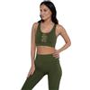 HECVS|#HEART and SOUL, Top Donna, Circle Leo-Green Bush, Reggiseno Sportivo Con Ampia Scollatura Rotonda Sul Davanti E Banda Maculata Fatta Di Borchie Dorate, verde, XS/S