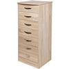 BAKAJI Mobile Cassettiera Mobiletto 7 Cassetti Settimino in Legno MDF Pomelli in Metallo Design Moderno Arredamento Casa Camera da Letto Dimensione 46 x 42 x 116 cm (Quercia)