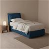 Talamo Italia Letto Singolo Carolina, Letto Contenitore con Rivestimento in Tessuto, 100% Made in Italy, Apertura Frontale, con Materasso Cm 80x190 Incluso, Blu