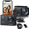 WOLFANG Action Cam GA100 4K 30FPS, 20MP Camera con 32GB MicroSD, Grandangolo 170° Fotocamera per Casco, Subacquea 40M Impermeabile Videocamera, EIS,Telecomando2.4G, Mic Esterno,2x1050mAh Batterie