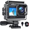 WOLFANG Action Camera 4K 30FPS GA120,WOLFANG Dual Color Screen Action Cam,20MP WIFI,Grandangolo 170°,Subacquea 40M Impermeabile Videocamera,Microfono Esterno, Telecomando,2 Batteries e Action Camera Accessori