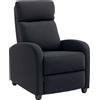 HOMCOM Poltrona Reclinabile con Poggiapiedi e Braccioli in Tessuto Effetto Lino e Metallo, 69.2x88.3x101 cm, Nero