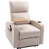 HOMCOM Poltrona Massaggiante e Reclinabile con Poggiapiedi e Telecomando, in Microfibra, 77x93x105 cm, Beige