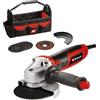 Einhell Smerigliatrice angolare TC-AG 125/850 Kit (850 W, 12.000 min-1, max. profondità di taglio 28 mm, max. diametro del disco 125 mm, 3 dischi da taglio, 1 disco di levigatura e 1 borsa)