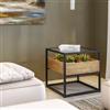 DEGHI Tavolino contenitore 50x50 cm top in vetro con struttura in legno e metallo - Split