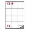 MARKIN Etichette bianche permanenti Copiatabu C515 laser/Inkjet - 12 et./foglio - conf 100 fogli Markin 70x72 mm - X210C515