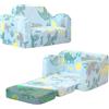 MeMoreCool Divano per bambini pieghevole, 2 in 1 per bambini, con funzione di sonno, mini divano per camera dei bambini, divano da gioco per ragazze e ragazzi, blu dinosauro