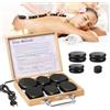 Ricyea Hot Stone - Set di 10 pietre calde per massaggi in basalto con scatola di bambù, riscaldatore per spa, relax, massaggio terapia, regali per mamma