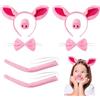 UILYNIU 8 Pezzi Set di Costumi Animali, Costume Maiale, Kit per Costume con Orecchie Degli Naso Coda e Cravatta a Farfalla, Accessori Gonna Festa Set, Costume Carnevale Cosplay Halloween (Rosa)