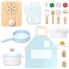 UMU - Kit da cucina in legno per bambini, con stoviglie, pentole, padelle, grembiule, cibo