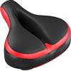 WELLGRO Ampia sella per bicicletta - City Bike Sella - Seggiolino ergonomico - 25 x 20 x 12 cm (L x P x A) - Imbottito - Memory Foam - Colore a scelta Colore: nero/rosso
