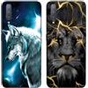 DiaryTown 2 Cover per Samsung A7 2018 Custodie TPU Silicone con Bello Animale Disegno Motivi Antiurto Protettivo Nero Cover Gomma Ultra Sottile Morbido Cover per Galaxy A7 2018 - Lupo/Leone D'Oro