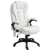 Vinsetto Poltrona Ufficio Massaggiante con Altezza Regolabile e Telecomando, sedia Ergonomica in Tessuto Lino, 67x74x107-116cm, Bianco|Aosom Italy