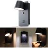 Alpinaluz Applique LED orientabile 6 W nero con tono di colore regolabile (3000K/4000K/6000K), interruttore, porta di ricarica USB tipo C e A, supporto in alluminio da 14 cm per testiere e comodini