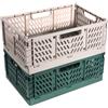 Bocguy 2Pezzi Cassetta Plastica Pieghevoli, Cassette Plastica, Scatola Portaoggetti Pieghevole, Cesto di Stoccaggio Pieghevole, Cestini Portaoggetti per Cucina, Bagno, Ufficio(30x20x12cm,Grigio + Verde)
