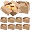 Bakiauli Confezione da 10 scatole pieghevoli in carta kraft marrone per alimenti scatole regalo in cartone con coperchio e manico per torte, biscotti, pizza, pollo arrosto (19 x 11 x 10 cm)