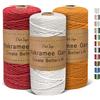 OurTop Corda Macramè 3mm Set, 3mm x 100m Filo Macrame Corda Macramè Filo Morbido Filato Macrame per Fai Da Te, Artigianato, Lavori a Maglia, Lavori Decorativi(Natura, Giallo Scuro, Rosso)