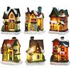 Bseical Villaggio di Natale luminoso, casa di Natale luminosa, villaggio di Natale, personaggio lampada multicolore decorazione natalizia in miniatura interna (6 pezzi, 4 x 6,5 x 9 cm)