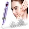 QUELLE Elettrico Dermapen Microneedling Professionale con Schermo LCD e 5 Livelli incl. 16 Cartucce ad ago Regolabile 0-2,0 mm Microneedling Pen per la Cura Della Pelle