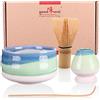 Goodwei Matcha Kit con Frusta Matcha, Ciotola Matcha e Supporto Frusta in ceramica con lo stesso design | Tazza Matcha Chawan tradizionale, 430 ml | The Matcha Set Regalo (80, Sumi)