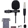 JJC 3,5 mm Stereo Lavalier Lapel Microfono Condensatore Clip-on Mic Per Smartphone Telefono Android Pad Tablet Registratore vocale Registrazione Microfoni omnidirezionali