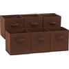 Amazon Basics Cubo/organizer portaoggetti pieghevole in tessuto, con maniglia,(confezione da 6), Marrone, Tinta Unita, 26.67 x 26.67 x 27.94 cm