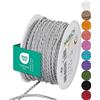 Halbach Seidenbänder Cordoncino premium (grigio chiaro), larghezza 4 mm, lunghezza 25 m, prodotto in Germania e certificato Öko-Tex, cordoncino in raso lucido in acetato