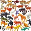 Pinowu Figure Realistiche Mini di Animali Selvatici da Zoo 32 Pezzi Set Regalo per Educazione e Bomboniere, Animali di Plastica della Foresta Safari Leone, Ippopotama, Tigre, Orso, Elefante, Giraffa