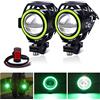 Biqing 2x Fari Moto Faretto Anteriore con Verde Angel Eyes,U7 Motociclo del LED Fendinebbia 12V 24V Fari Ausiliari del LED Luce di Guida Add-On Fendinebbia per Moto Scooter Auto Bici Camion Barca