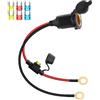 RIIEYOCA Cavo di Prolunga per Presa Accendisigari 12V/24V, Presa Accendisigari Femmina a Filetto Fisso per Auto a Cavo Terminale O Ring con Copertura Impermeabile e Fusibile 20A.(0,3M)