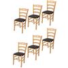 t m c s Tommychairs - Set 6 sedie modello Cuore per cucina bar e sala da pranzo, robusta struttura in Legno di faggio color naturale e seduta rivestita in pelle artificiale colore moka