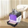 Willonin Cassettiera per lettiera per gatti autopulente,Casa di toilette per gatto,Contenitore per lettiera autopulente,Lettiera automatica autopulente per gatti (e, nero)