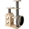 Dzwyc Di legno solido Cat Torre Tiragraffi Sisal Colonna Grande Cat Struttura per arrampicarsi Cat Roller Treadmill (Color : A)