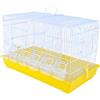 Pet's Solution - Gabbia Cova per Uccelli come Canarini, Cocorite e Bengalini, Ideale per Allevamento, con Divisorio, 2 Posatoi e 6 Mangiatoie - Giallo 58X34,5X36,5h cm