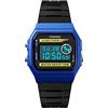 TONSHEN Piccolo Digitale 50M Impermeabile Multifunzione LED Elettronico Allarme Sportivo Orologi da Polso Plastica Cassa e Gomma Cinturino Orologio (Blu)