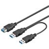 PremiumCord Premium Cord - Cavo a Y Dual Power USB 3.0 A/Maschio + A/Maschio - A/Femmina