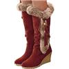 Generisch Stivali invernali da donna foderati, impermeabili, comodi e morbidi, caldi, invernali, antiscivolo, con zeppa, con tacco a zeppa, Colore: arancione., 38 EU