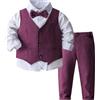 ranrann Completi Elegante per Neonato Bambino Abiti da Battesimo Smoking Completo da Cerimonia 4 Pezzi Fiocco Gilet Camicia Pantaloni da Festa di Compleanno Party Viola 18-24 Mesi