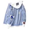 Generic Stampa Camicie Uomo Autunno Inverno Vintage Wash Giacca di Jeans Distressed Cappotto Top Camicetta Outwear 5 Abbigliamento, Azzurro, L