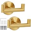 Segus Ganci Appendiabiti, 2 Pezzi Appendini da Muro, Appendi Accappatoio Impermeabile, Appendini Bagno in Acciaio Inox, Appendiabiti per Camera da Letto, Uffici (Oro)