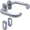 APECS Garniture di porta U-Model H-0903+PZ in acciaio inossidabile con rosetta ovale per porta d'ingresso e porte interne con maniglia a chiave e piastra di soglia - Set di maniglie di profilo