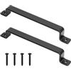 HAOCHEN Maniglie per porte in ghisa robuste dal design vintage, set da 2, nero, ideali per esterni, garage, armadi e interni (230X290MM)