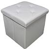 Russo Tessuti Pouf Puff Contenitore Pieghevole Box Seduta Salvaspazio 4 Punti Ecopelle -Bianco