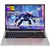 bvate PC Portatile 16GB RAM 512GB 1TB SSD Espansione Core i3 (fino a 3,2Ghz) Notebook 16 Pollici Computer Portatile 1920*1200 IPS UHD Tipo C 5G WiFi con mouse & adesivi per tastiera Italiana-Argento