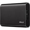 PNY SSD Portatile Elite USB 3.1, 480GB, Nero, 5.99 x 3.56 x 0.89 cm