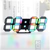 KOSUMOSU Orologio Digitale LED Neon 24,6 cm Nero Gaming Clock RGB Da Parete Per Soggiorno, Scrivania Grande Display Per Camera Da Letto