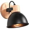 iDEGU Applique da Parete Rétro Vintage Orientabile Lampada da Parete Interno in Legno Ferro Industriale Plafoniere E27 Illuminazione Faretto da Parete per Soggiorno, Camera da Letto, Cucina (Nero)