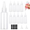 Amentalove 12PCS 60ml Bottiglia Squeeze di Plastica, Trasparente Bottiglie per Squeeze con Tappi, Spremere Bottiglie di Plastica, Vuote Condimento Dispenser con Imbuti per Liquidi Olio Ketchup Senape